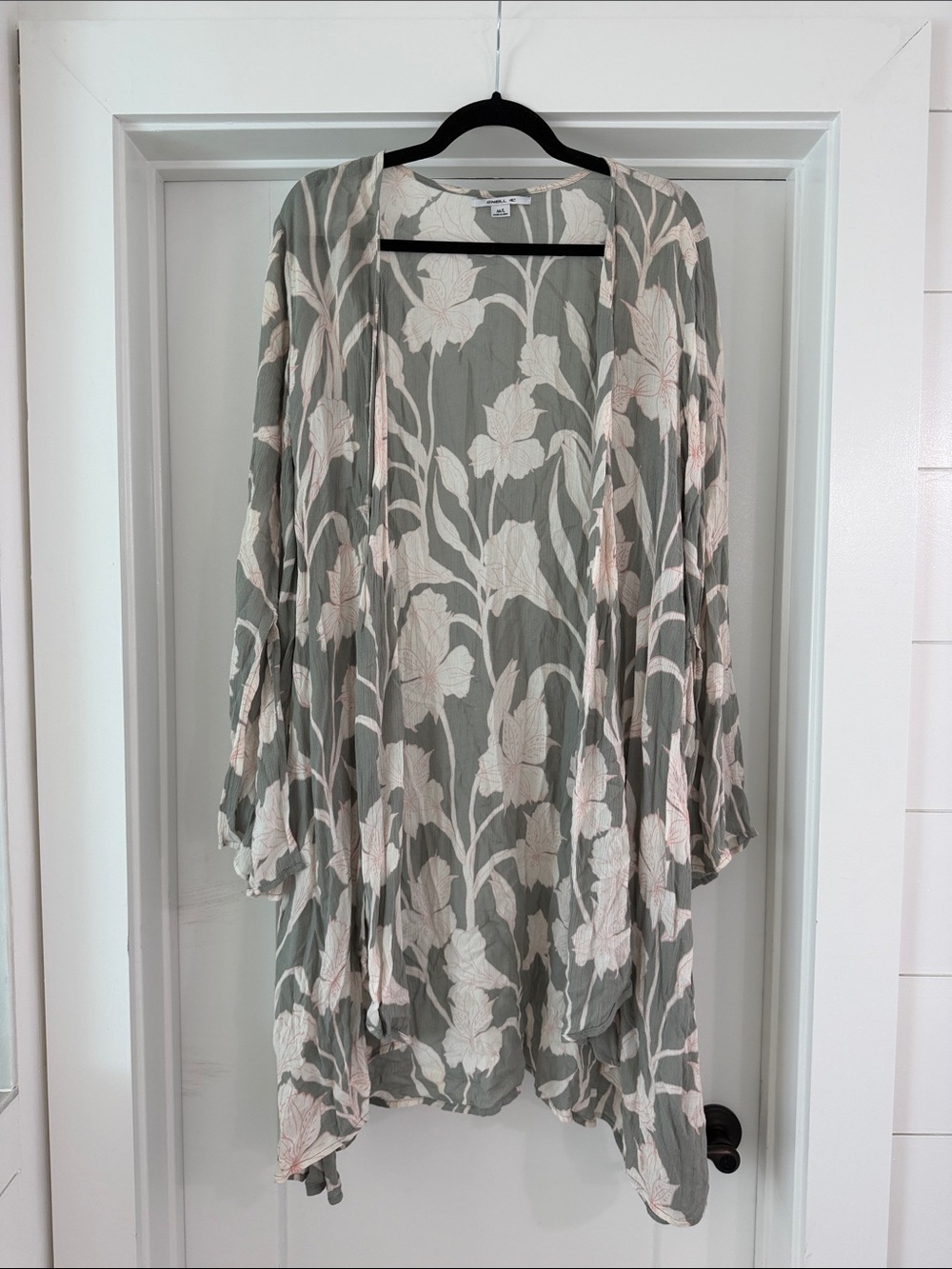 O’Neill Floral Sheer Kimono Cardigan in Sage and Cream